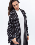 Trench Coat Abaya in Stripy Black