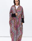Butterfly Abaya in Mixed Print with Black Detailing