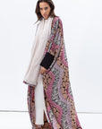 Butterfly Abaya in Mixed Print with Black Detailing