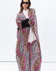 Butterfly Abaya in Mixed Print with Black Detailing
