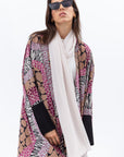 Butterfly Abaya in Mixed Print with Black Detailing