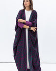 Butterfly Abaya in Forest Green with Vibrant Fuchsia Pebble Print