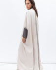 Loose cut Abaya in Beige with Grey Textured Detailing