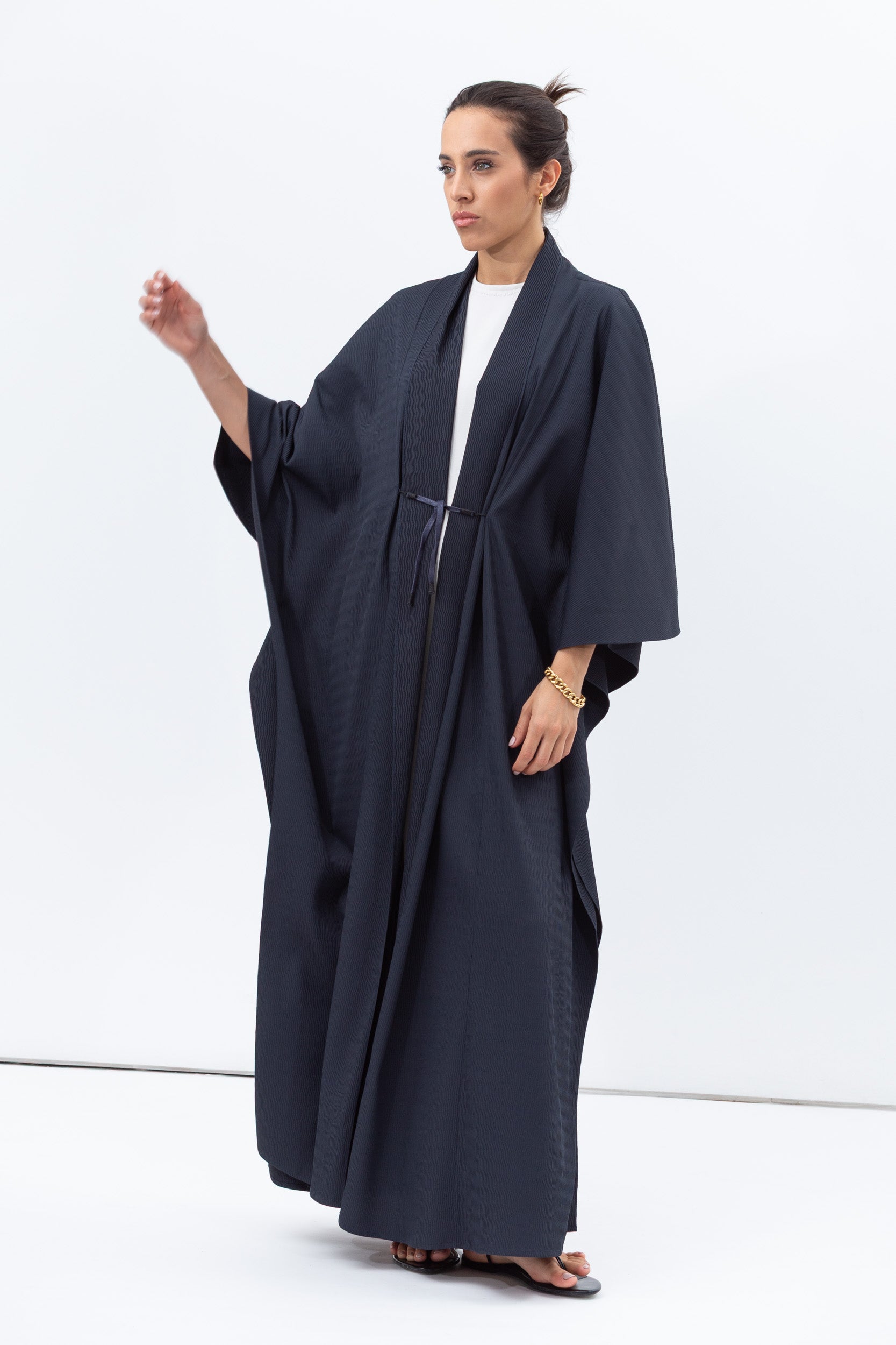 Flow Abaya in Textured Teal Blue RTW