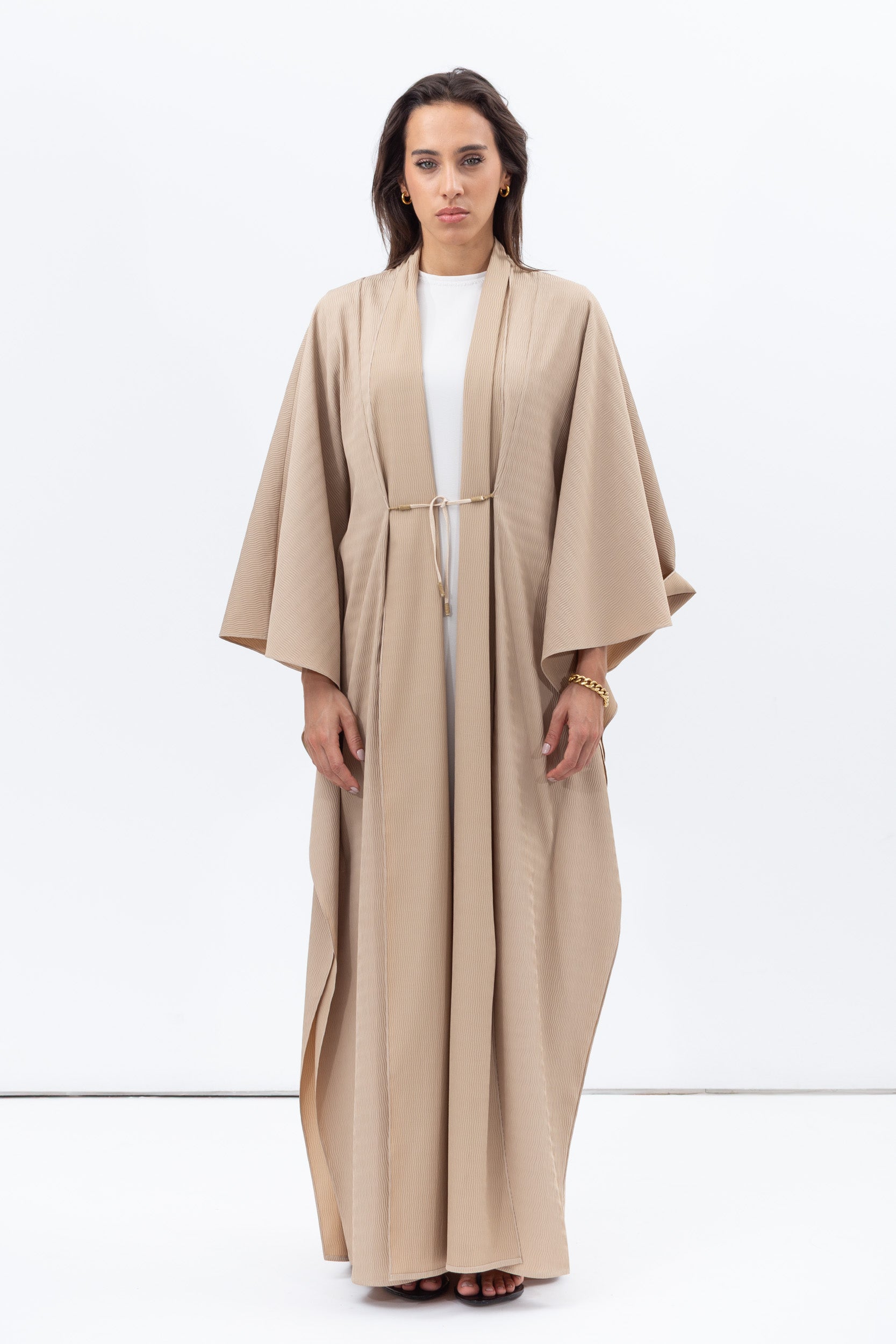 Flow Abaya in Textured Beige RTW
