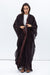 Two Layer Flow Abaya in Black Dotted Chocolate Brown