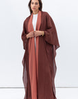 Two Layer Flow Abaya in Deep Rust