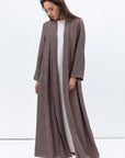 Shawl Lapel Abaya in Taupe Brown