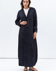 Structured Abaya in Black and Navy with Wave-line Neck RTW