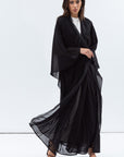 Two Layer Flow Abaya in Checkered Black