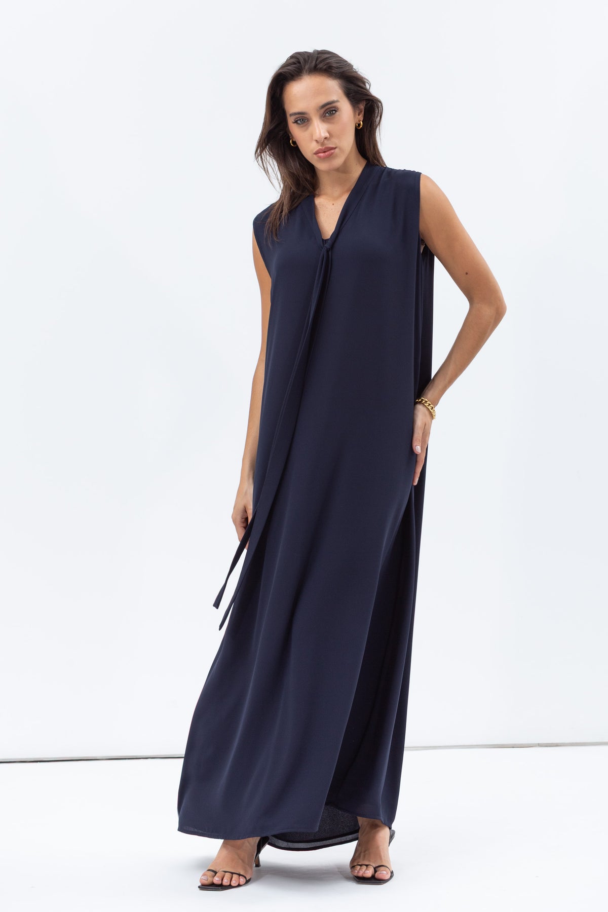 Dress in Navy with Front Tie RTW