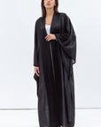 Flow Abaya in Metallic Lustre Black with Black Satin