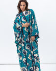 Flow Abaya in Teal with Abstract Floral Print RTW