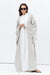 Flow Abaya in Taupe Linen with White Satin Detailing