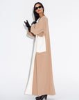 Caramel and White Jersey Abaya