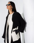 Black and White Jersey Abaya