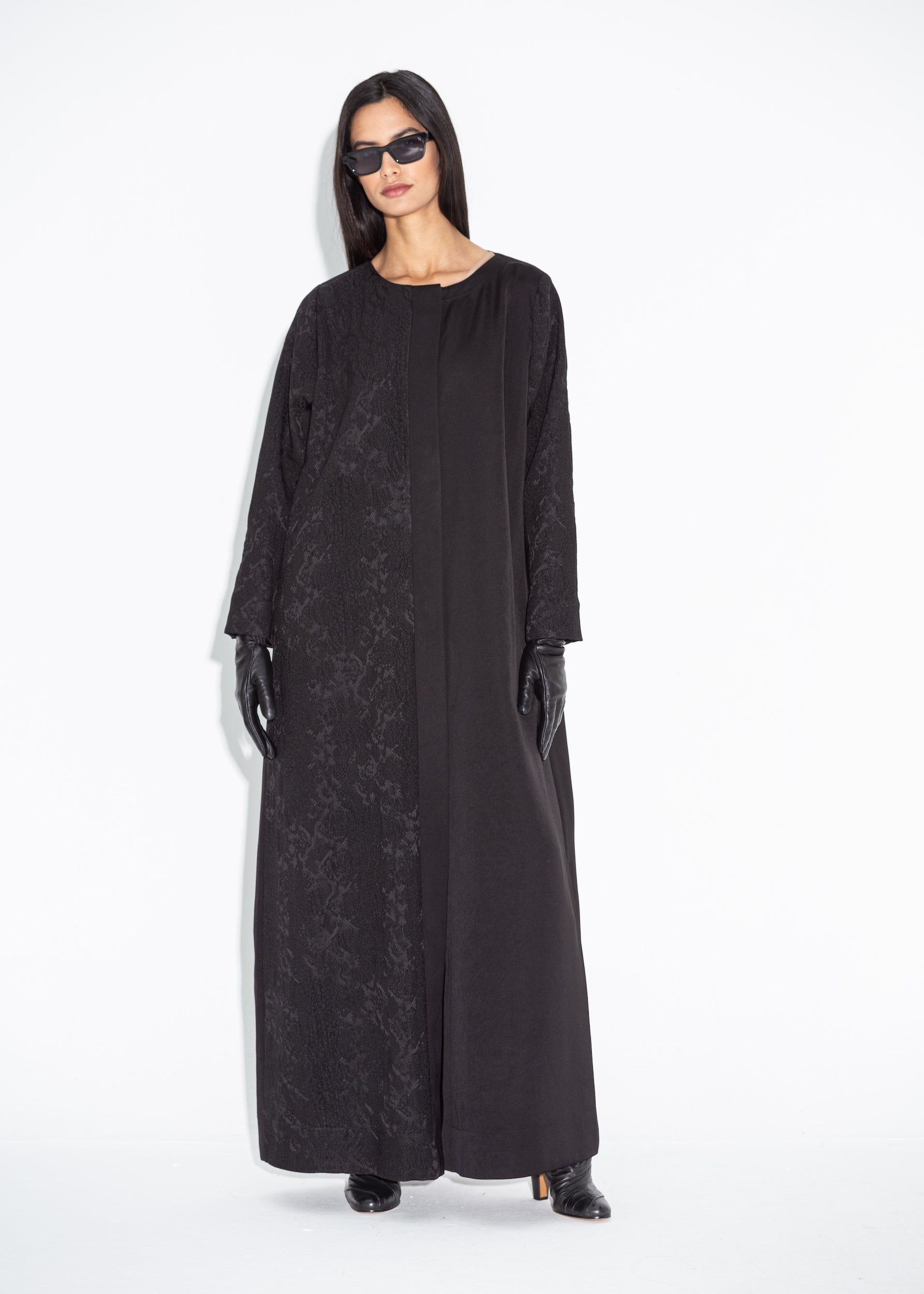 Black Snake Skin Half Abaya