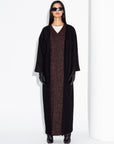 Black Wool and Metallic Brown Abaya