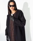 Black Wool and Metallic Brown Abaya