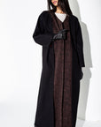 Black Wool and Metallic Brown Abaya