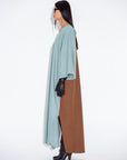 Winter Aqua Brown Wool Abaya