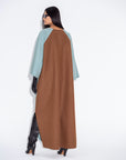 Winter Aqua Brown Wool Abaya