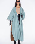 Winter Aqua Brown Wool Abaya