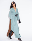 Winter Aqua Brown Wool Abaya