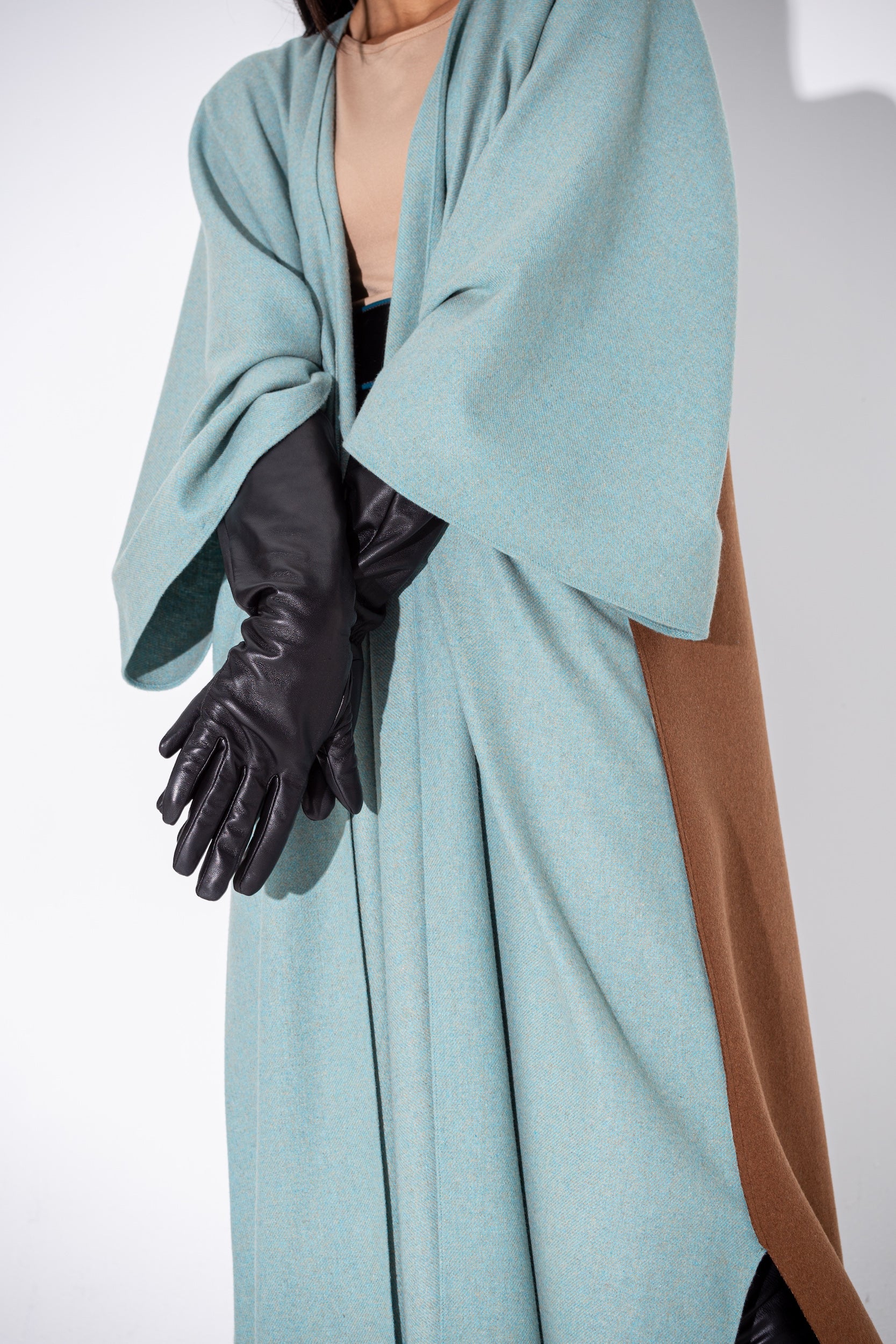 Winter Aqua Brown Wool Abaya