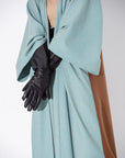 Winter Aqua Brown Wool Abaya