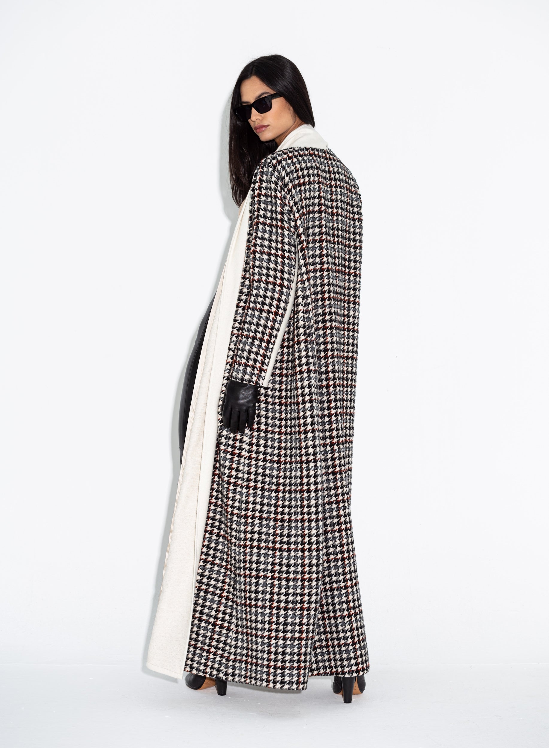 Winter Tweed Chequered Brown Abaya