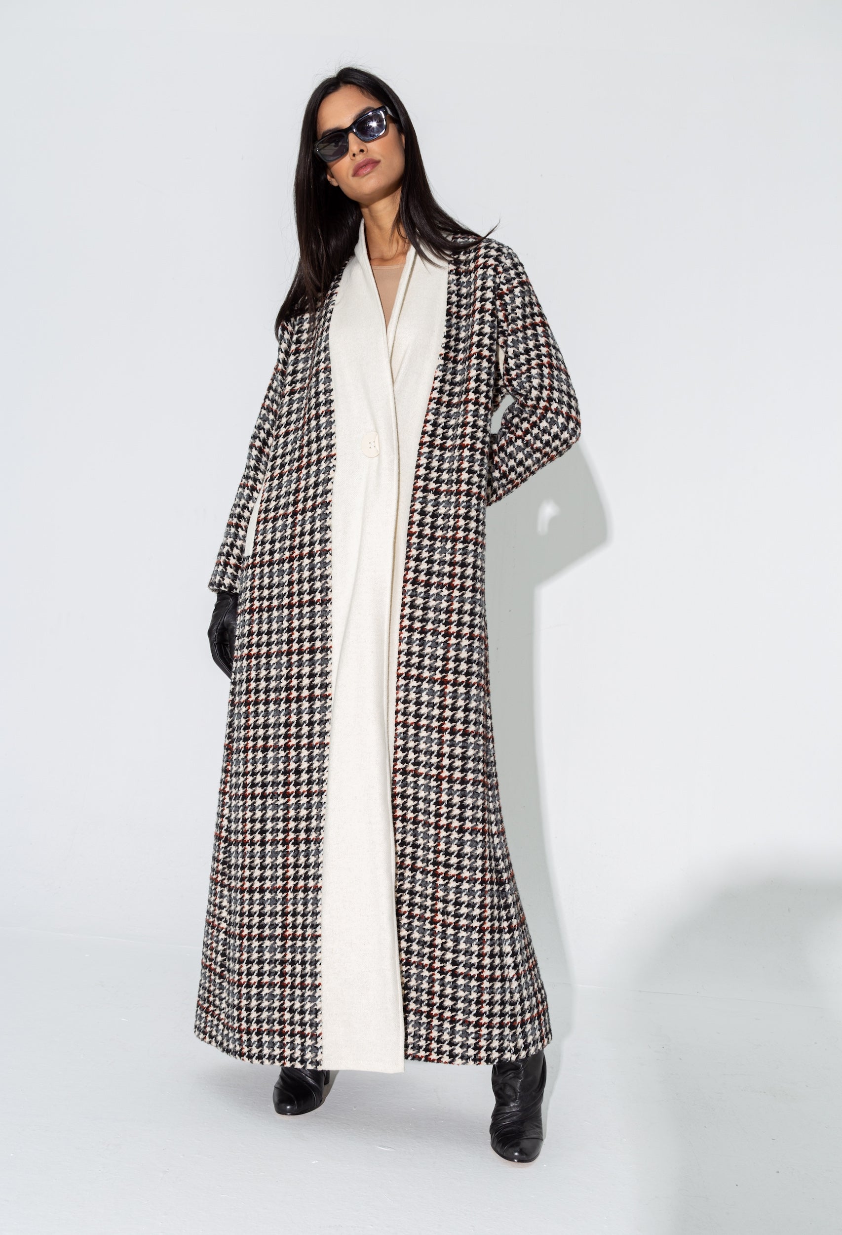 Winter Tweed Chequered Brown Abaya