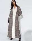 Winter Tweed Chequered Brown Abaya