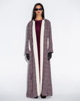 Maroon Chequered Tweed Winter Abaya