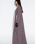 Maroon Chequered Tweed Winter Abaya