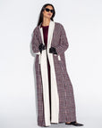 Maroon Chequered Tweed Winter Abaya