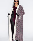 Maroon Chequered Tweed Winter Abaya