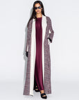 Maroon Chequered Tweed Winter Abaya