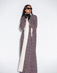 Maroon Chequered Tweed Winter Abaya