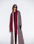 Maroon Chequered Tweed Winter Abaya