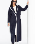 Winter Navy Blue Coat with Ivory Detailing