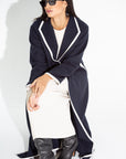 Winter Navy Blue Coat with Ivory Detailing