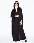 Black Glitter Collar Abaya