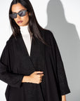 Black Glitter Collar Abaya