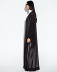 Black Mesh Sleeve Accent Abaya