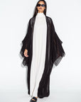 Black Mesh Sleeve Accent Abaya