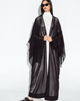 Black Mesh Sleeve Accent Abaya