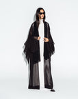 Black Mesh Sleeve Accent Abaya