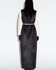 Winter Black Scuba with Ivory Wool Sleeve Abaya