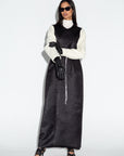 Winter Black Scuba with Ivory Wool Sleeve Abaya